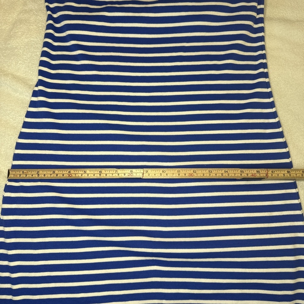 LOFT Blue White Stripe Ribbed Tank Maxi Dress Built In Bra Size 10 - Picture 10 of 11
